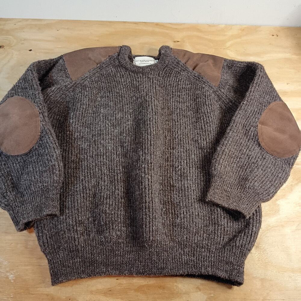 Retired Aran Islands Knitwear Mens 2XL Wool Ribbed Patch Shooting Sweater